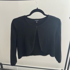 Talbots Classic Black Knit Cropped Cardigan